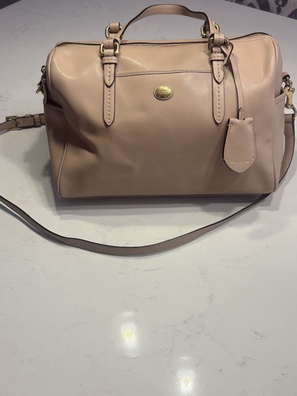 Coach Blush Leather Satchel with Gold-Tone Hardware